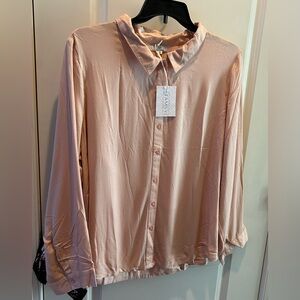 TAMSY Pink Button Down Shirt Womens Plus 1X NWT